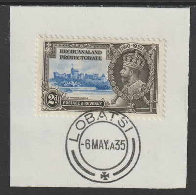 Bechuanaland 1935 KG5 Silver Jubilee 2d (SG 112) on piece with full strike of Madame Joseph forged postmark type 55 (First day of issue)