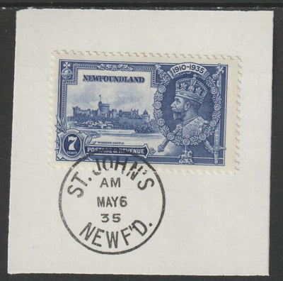 Newfoundland 1935 KG5 Silver Jubilee 7c (SG 252) on piece with full strike of Madame Joseph forged postmark type 272 (First day of issue)