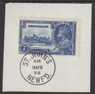 Newfoundland 1935 KG5 Silver Jubilee 7c (SG 252) on piece with full strike of Madame Joseph forged postmark type 272 (First day of issue)