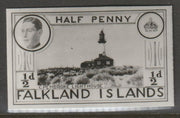 Falkland Islands 1936 KE8 1/2d Pembroke Lighthouse stamp-sized B&W photographic essay showing three-quarter portrait of Edward 8th, unissed due to abdication