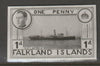 Falkland Islands 1936 KE8 1d SS Lafonia stamp-sized B&W photographic essay showing three-quarter portrait of Edward 8th, unissed due to abdication