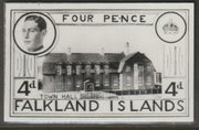 Falkland Islands 1936 KE8 4d Town Hall stamp-sized B&W photographic essay showing three-quarter portrait of Edward 8th, unissed due to abdication