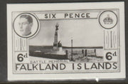 Falkland Islands 1936 KE8 6d Battle Memorial stamp-sized B&W photographic essay showing three-quarter portrait of Edward 8th, unissed due to abdication