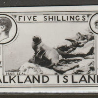 Falkland Islands 1936 KE8 5s Hair Seal stamp-sized B&W photographic essay showing three-quarter portrait of Edward 8th, unissed due to abdication