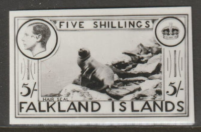 Falkland Islands 1936 KE8 5s Hair Seal stamp-sized B&W photographic essay showing three-quarter portrait of Edward 8th, unissed due to abdication