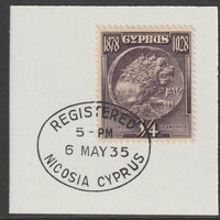 Cyprus 1928 KG5 50th Anniversary 3/4 pi dull purple,on piece with full strike of Madame Joseph forged postmark type 132