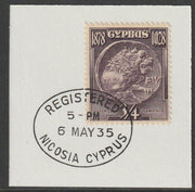 Cyprus 1928 KG5 50th Anniversary 3/4 pi dull purple,on piece with full strike of Madame Joseph forged postmark type 132