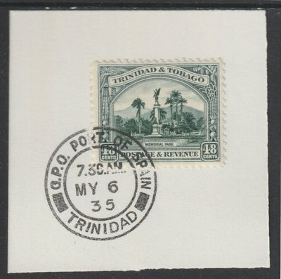 Trinidad & Tobago 1935-37 KG5,Pictorial 48c (SG237) on piece with full strike of Madame Joseph forged postmark type 421