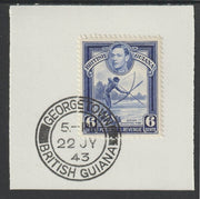 British Guiana 1938 KG6 Pictorial 6c Shooting Fish (SG311) on piece with full strike of Madame Joseph forged postmark type 72