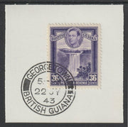 British Guiana 1938 KG6 Pictorial 36c Kaiteur Falls (SG313) on piece with full strike of Madame Joseph forged postmark type 72