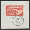 Brunei 1924 Water Village 6c scarlet (SG70) on piece with full strike of Madame Joseph forged postmark type 104