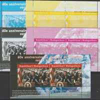 Madagascar 2021 60th Anniversary of Pres Kennedy,s Man on the Moon Speech #2 perf sheetlet containing 2 values - the set of 5 perf progressive proofs comprising the 4 individual colours plus all 4-colour composite, unmounted mint