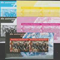Madagascar 2021 60th Anniversary of Pres Kennedy,s Man on the Moon Speech #2 imperf sheetlet containing 2 values - the set of 5 imperf progressive proofs comprising the 4 individual colours plus all 4-colour composite, unmounted mint