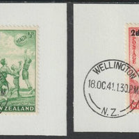 New Zealand 1939 Health - Children Playing with Beach Ball set of 2 (SG 611-12) on individual pieces each with full strike of Madame Joseph forged postmark type 287