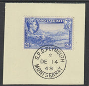 Montserrat 1938 KG6 Pictorial 2.5d ultramarine on piece with full strike of Madame Joseph forged postmark type 263