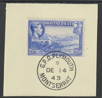 Montserrat 1938 KG6 Pictorial 2.5d ultramarine on piece with full strike of Madame Joseph forged postmark type 263