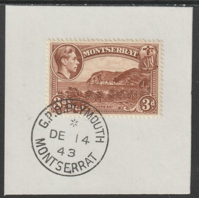 Montserrat 1938 KG6 Pictorial 3d brown on piece with full strike of Madame Joseph forged postmark type 263