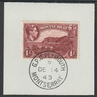 Montserrat 1938 KG6 Pictorial 1s lake on piece with full strike of Madame Joseph forged postmark type 263