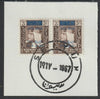 Aden - Kathiri 1966 surcharged 5f on 5c (SG type 22 horizontal pair on piece with full strike of Madame Joseph forged postmark type 10