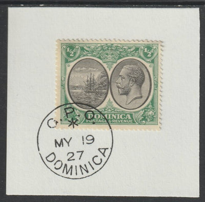 Dominica 1923-33KG5 Badge of Colony 1/2d black & green on piece with full strike of Madame Joseph forged postmark type 139