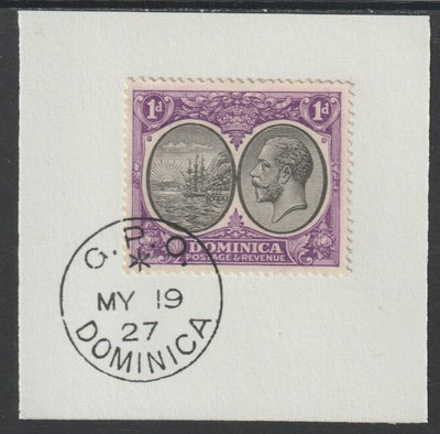 Dominica 1923-33KG5 Badge of Colony 1d black & violet on piece with full strike of Madame Joseph forged postmark type 139