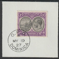 Dominica 1923-33KG5 Badge of Colony 1d black & scarlet on piece with full strike of Madame Joseph forged postmark type 141
