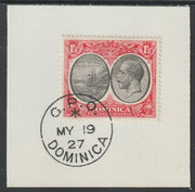 Dominica 1923-33KG5 Badge of Colony 1.5d black & scarlet on piece with full strike of Madame Joseph forged postmark type 139