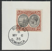 Dominica 1923-33KG5 Badge of Colony 1.5d black & red-brown on piece with full strike of Madame Joseph forged postmark type 141