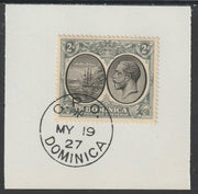 Dominica 1923-33KG5 Badge of Colony 2d black & grey on piece with full strike of Madame Joseph forged postmark type 139