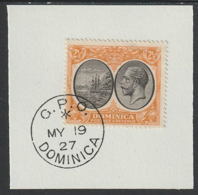 Dominica 1923-33KG5 Badge of Colony 2.5d black & orange on piece with full strike of Madame Joseph forged postmark type 139