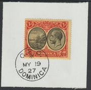 Dominica 1923-33KG5 Badge of Colony 3d black & red/yellow on piece with full strike of Madame Joseph forged postmark type 139