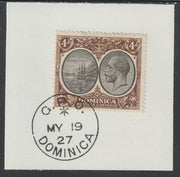 Dominica 1923-33KG5 Badge of Colony 4d black & brown on piece with full strike of Madame Joseph forged postmark type 139