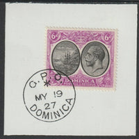 Dominica 1923-33KG5 Badge of Colony 6d black & magenta on piece with full strike of Madame Joseph forged postmark type 139