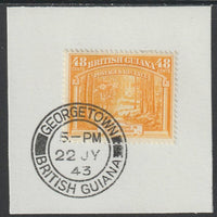 British Guiana 1938 KG6 Pictorial,48c Forest Road (SG314) on piece with full strike of Madame Joseph forged postmark type 72