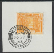 British Guiana 1938 KG6 Pictorial,48c Forest Road (SG314) on piece with full strike of Madame Joseph forged postmark type 72