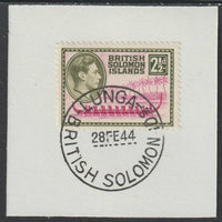 Solomon Islands 1939 KG6 Pictorial 2.5d on piece cancelled with full strike of Madame Joseph forged postmark type 97