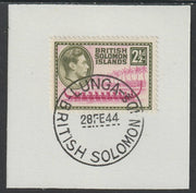 Solomon Islands 1939 KG6 Pictorial 2.5d on piece cancelled with full strike of Madame Joseph forged postmark type 97