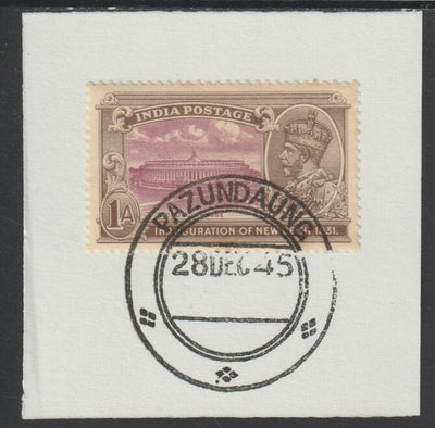 India Used in Burma 1931 New Delhi 1a on piece with full strike of Madame Joseph forged postmark type 106