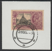India Used in Burma 1935 Silver Jubilee 8a on piece with full strike of Madame Joseph forged postmark type 106