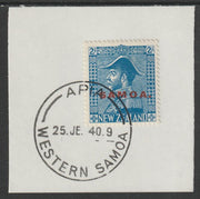 Samoa 1926 Admiral 2s light blue on piece cancelled with full strike of Madame Joseph forged postmark type 376