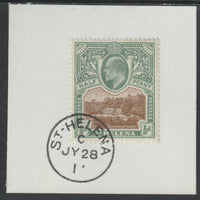 St Helena 1903 KE7 Pictorial 1/2d on piece with full strike of Madame Joseph forged postmark type 338