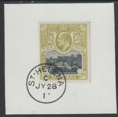 St Helena 1903 KE7 Pictorial 2d on piece with full strike of Madame Joseph forged postmark type 338