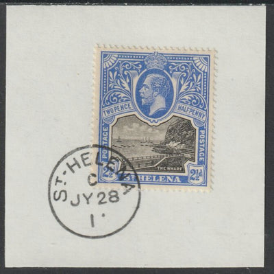 St Helena 1912 KG5 Pictorial 2.5d on piece with full strike of Madame Joseph forged postmark type 338