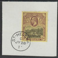St Helena 1912 KG5 Pictorial 3d on piece with full strike of Madame Joseph forged postmark type 338