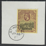 St Helena 1912 KG5 Pictorial 3d on piece with full strike of Madame Joseph forged postmark type 338