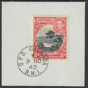 Grenada 1938 KG6 1.5d black & scarlet on piece cancelled with full strike of Madame Joseph forged postmark type 209