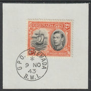 Grenada 1938 KG6 2d black & orange on piece cancelled with full strike of Madame Joseph forged postmark type 209