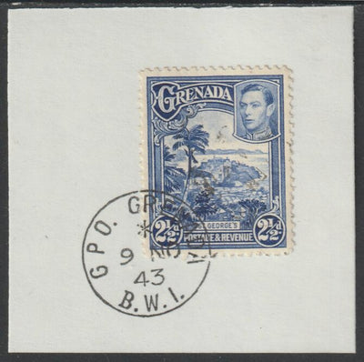 Grenada 1938 KG6 2.5d bright blue on piece cancelled with full strike of Madame Joseph forged postmark type 209