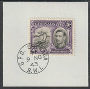 Grenada 1938 KG6 5s black & violet on piece cancelled with full strike of Madame Joseph forged postmark type 209
