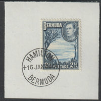 Bermuda 1938 KG6 2.5d light & deep blue on piece cancelled with full strike of Madame Joseph forged postmark type 64